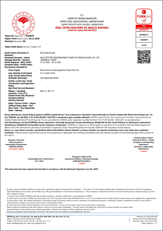 2026 Zeytin Yağı Analizi