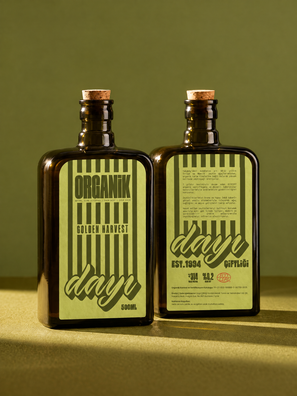 Organik Soğuk Sıkım Erken Hasat Zeytinyağı Şişe - 500 ML